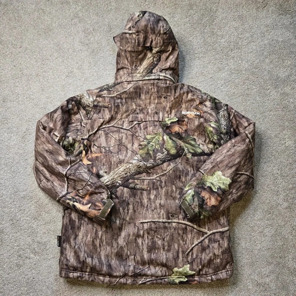 NWOT ScentLok Alpha Elite Mossy Oak Camo Hunting Jacket Lg Carbon Alloy Fleece